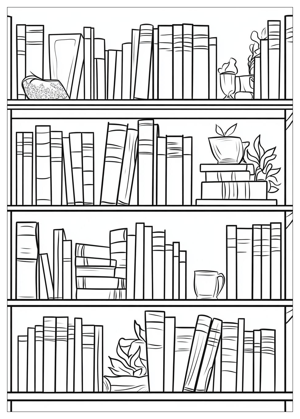 Bookshelf Coloring Pages-1