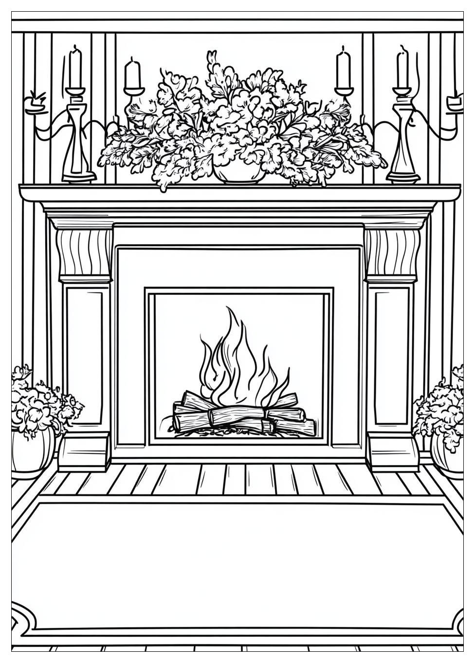 Fireplace Coloring Pages-1