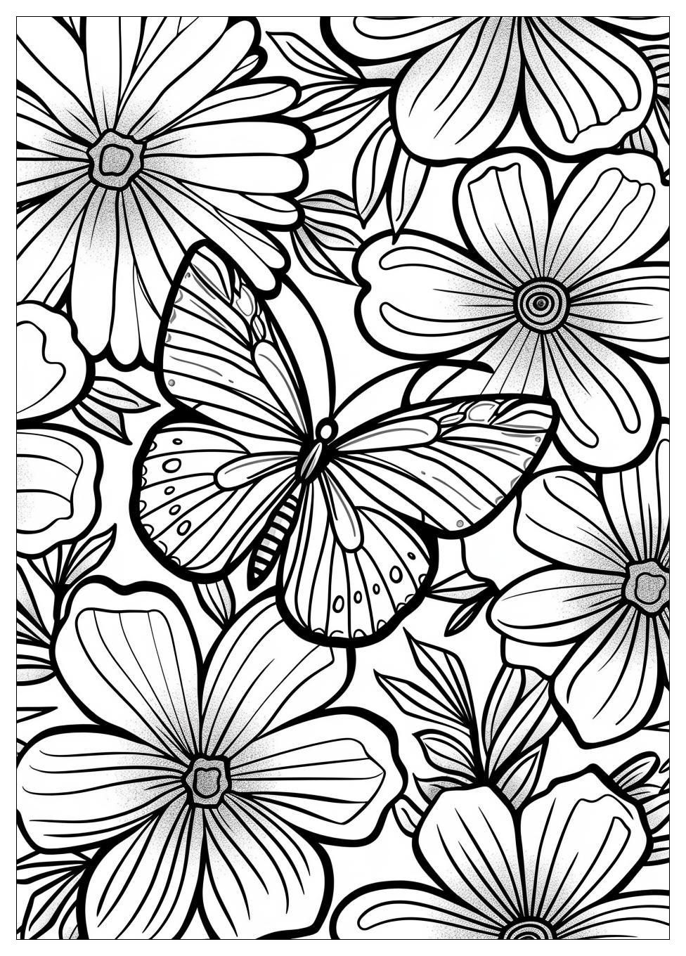 Flower Butterfly Coloring Pages-10