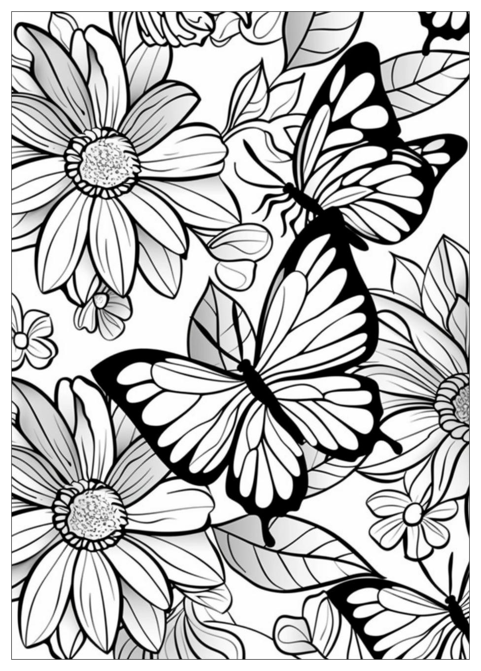 Flower Butterfly Coloring Pages-12