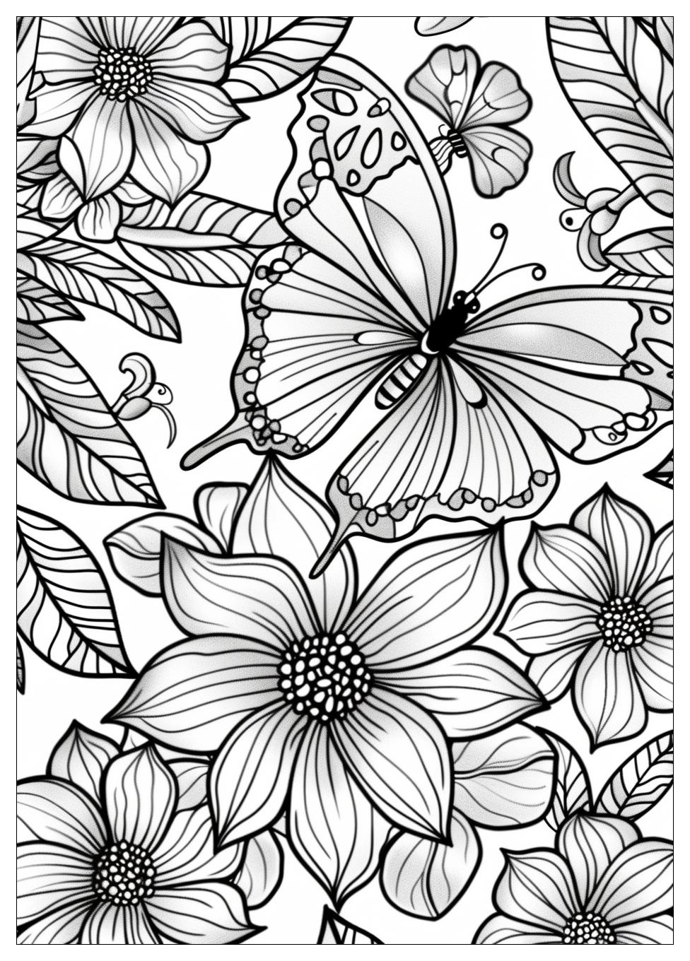 Flower Butterfly Coloring Pages-4