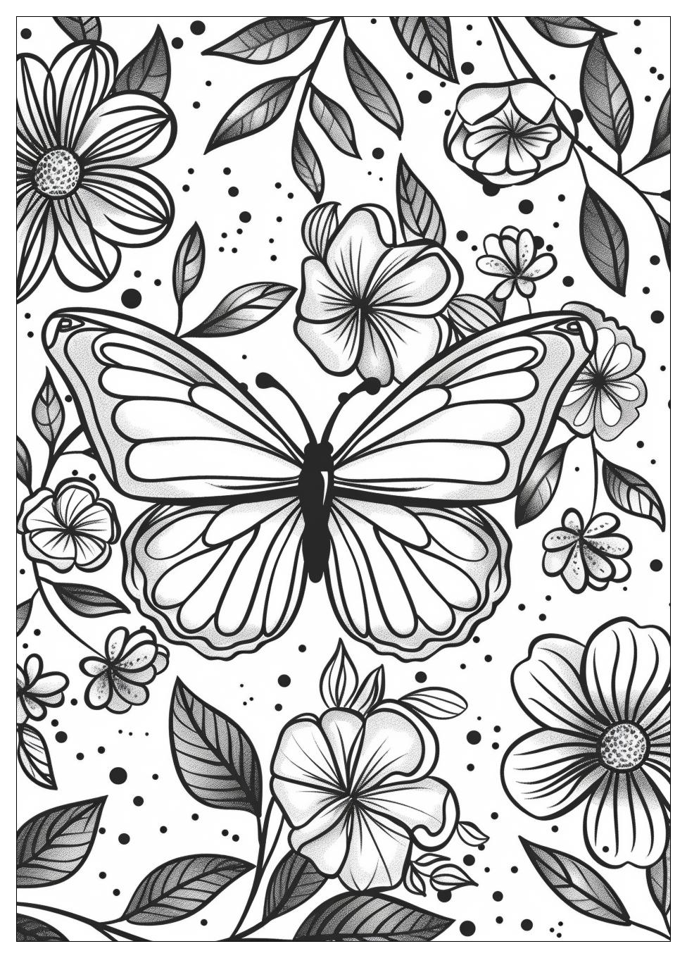Flower Butterfly Coloring Pages-7