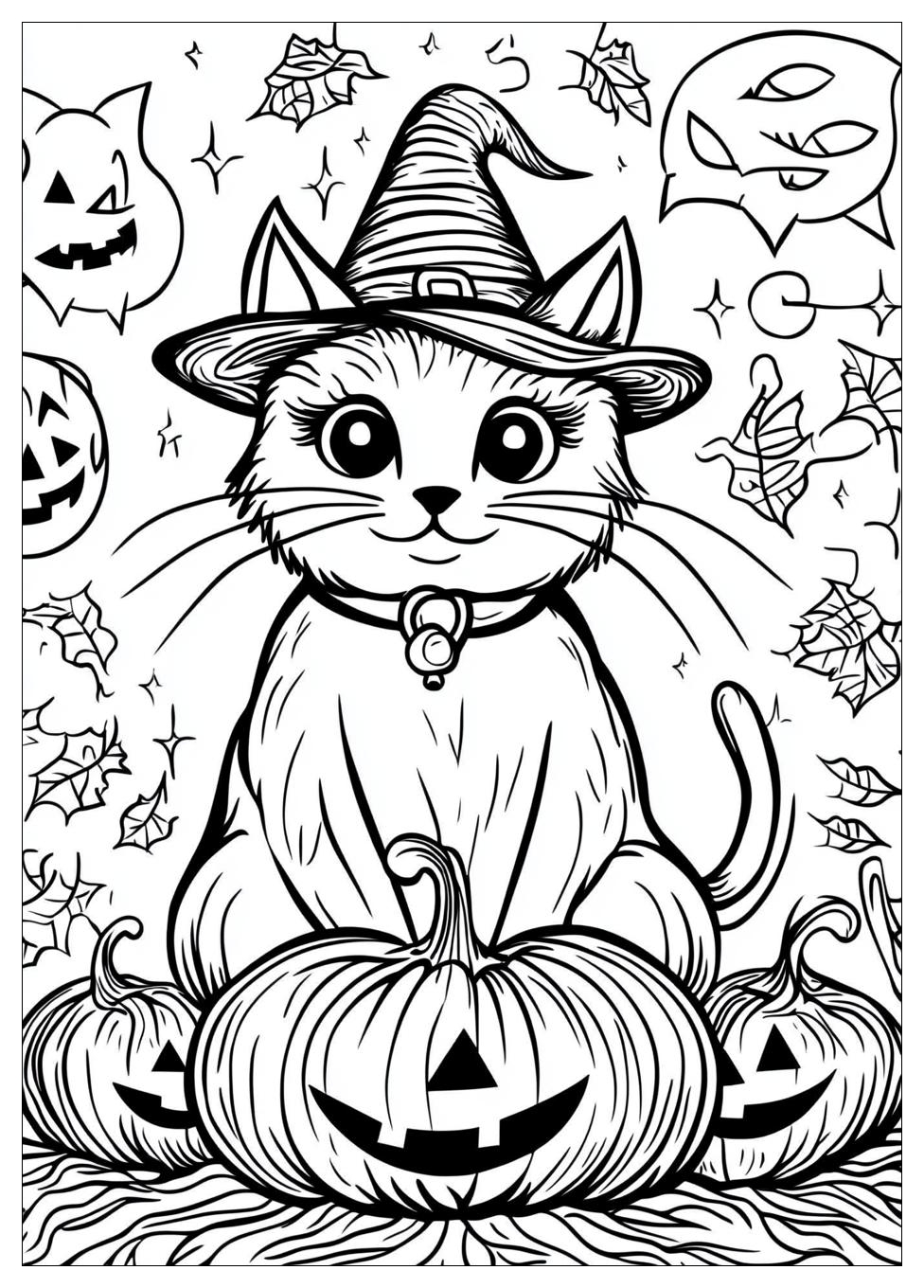 Halloween Cat Coloring Pages-12