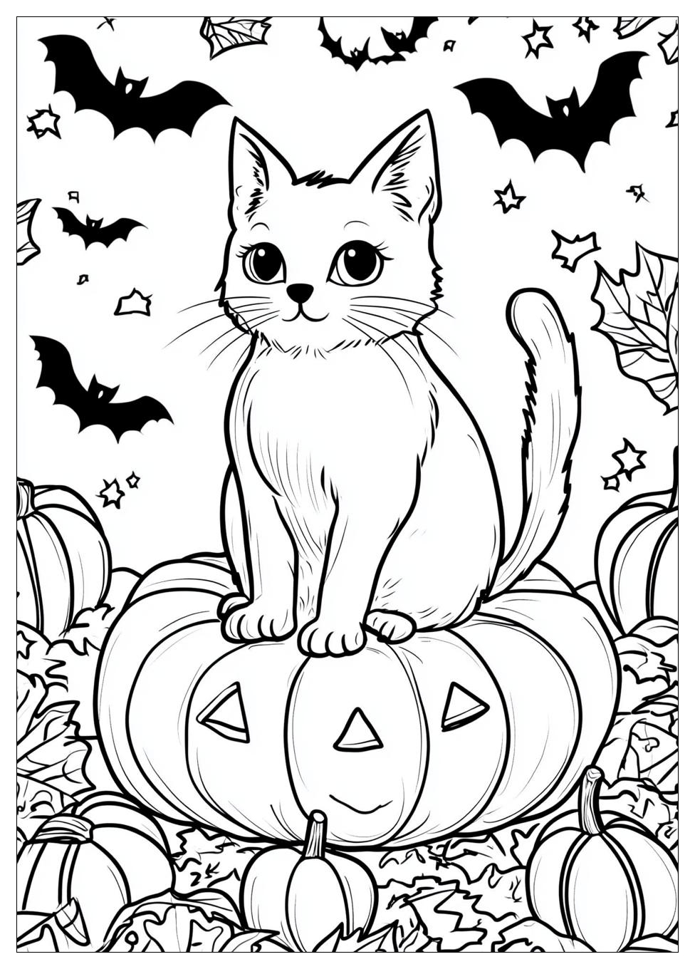 Halloween Cat Coloring Pages-3