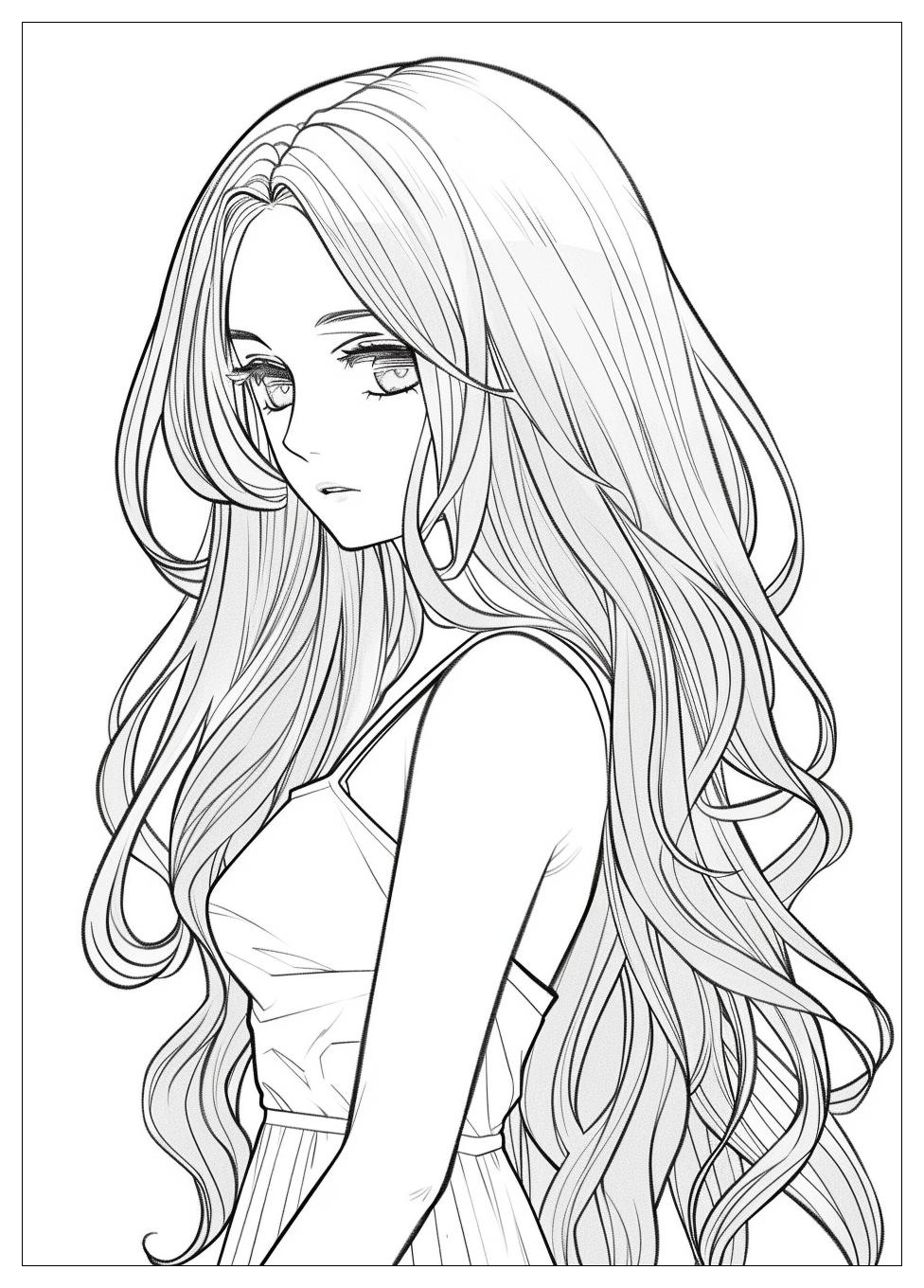 Long Hair Anime Girl Coloring Pages-19