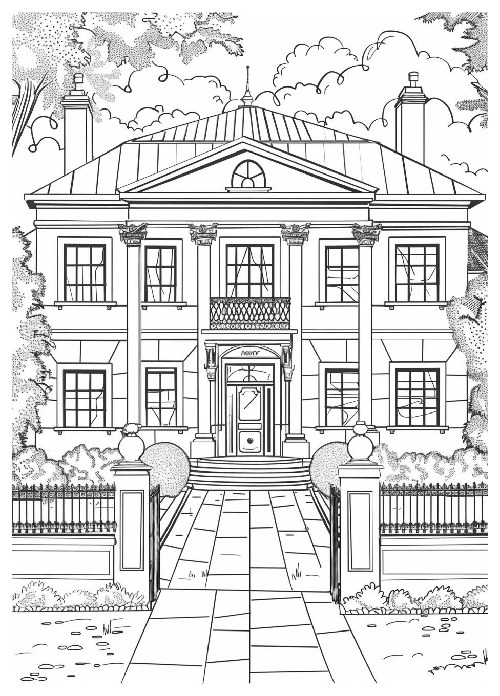 Mansion Coloring Pages-1