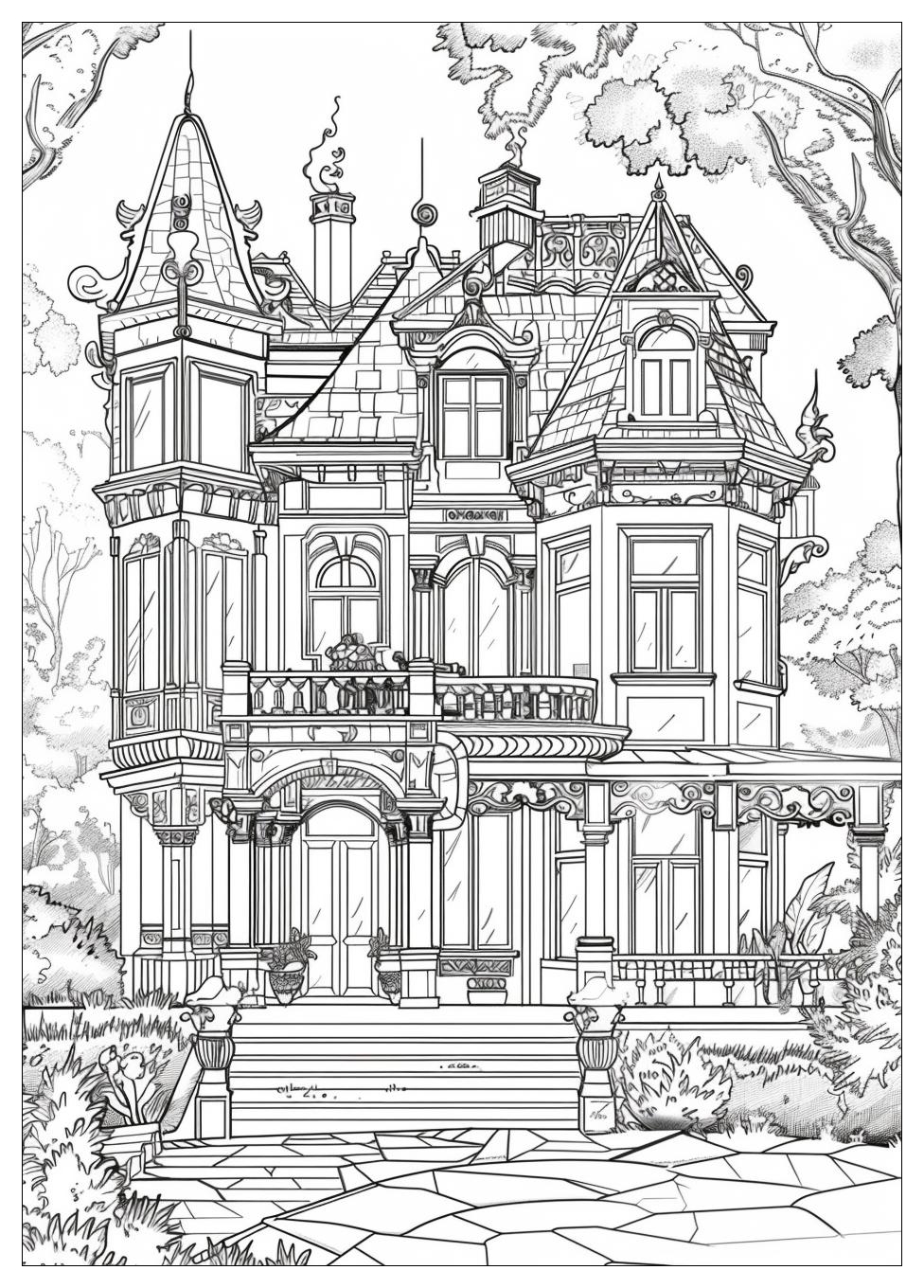 Mansion Coloring Pages-14