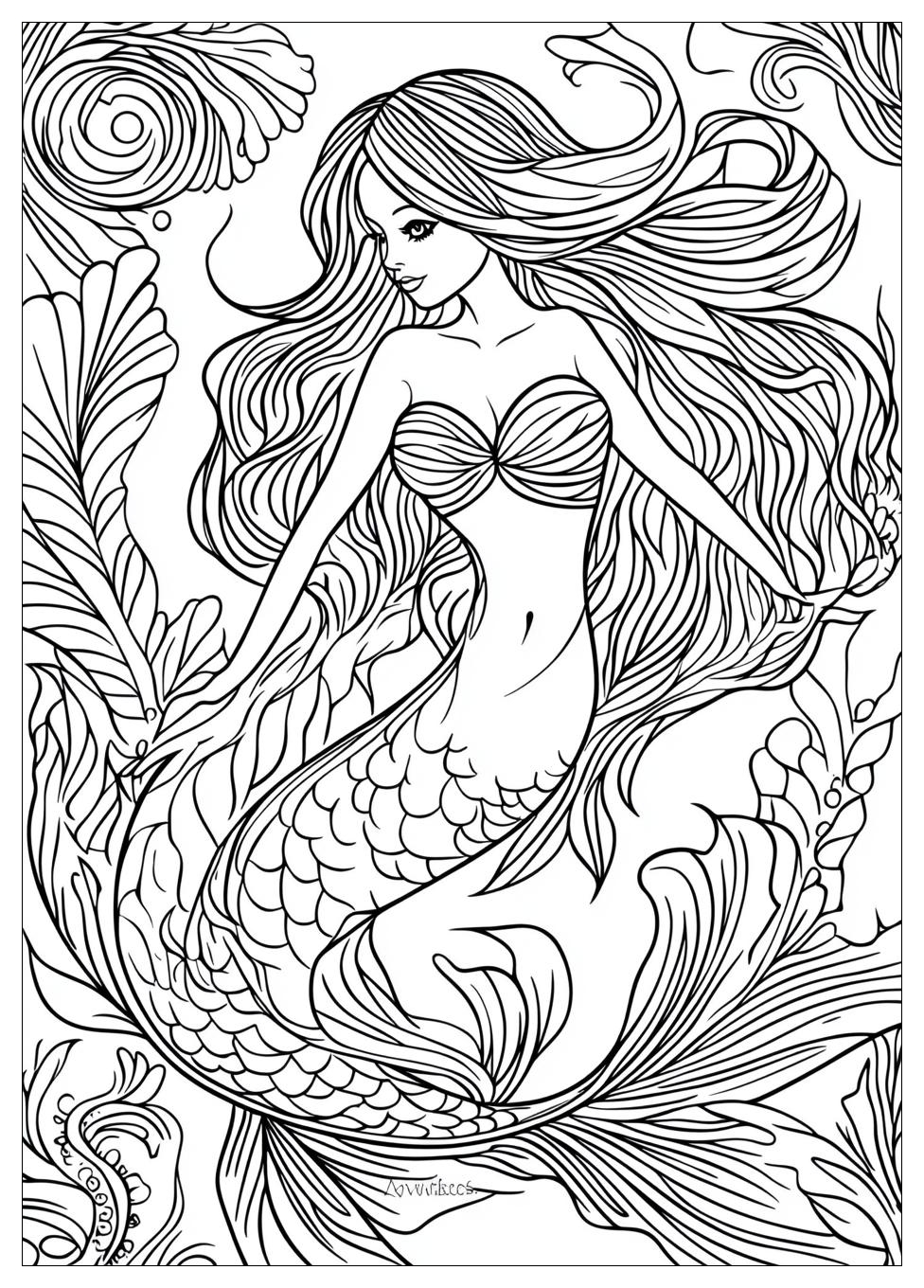 Mermaid Coloring Pages-10