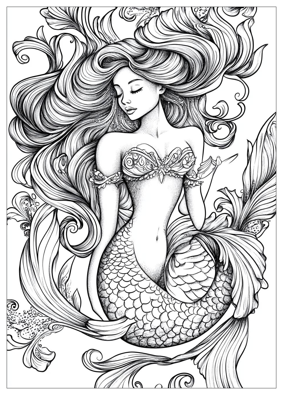 Mermaid Coloring Pages-15