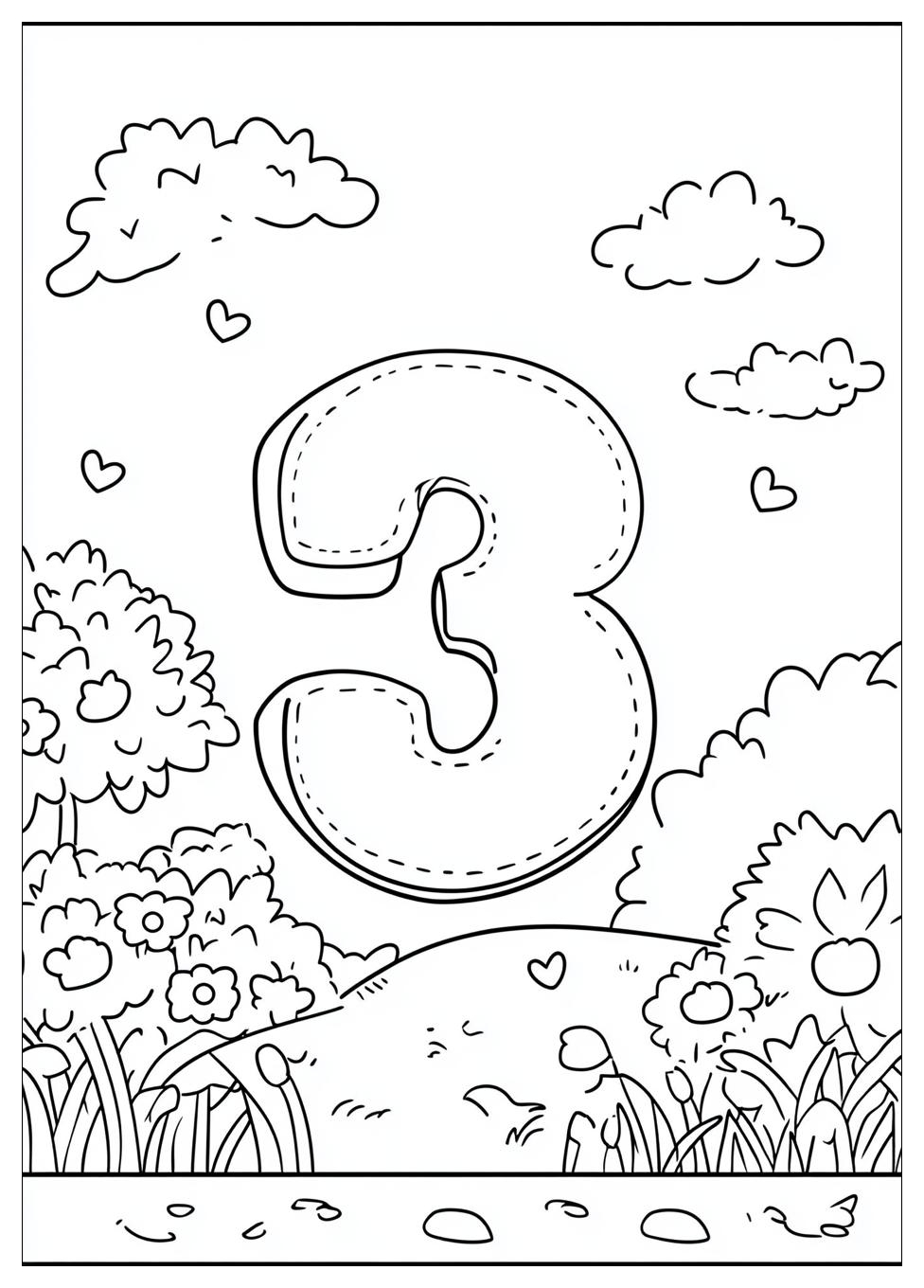 Number 3 Coloring Pages-2