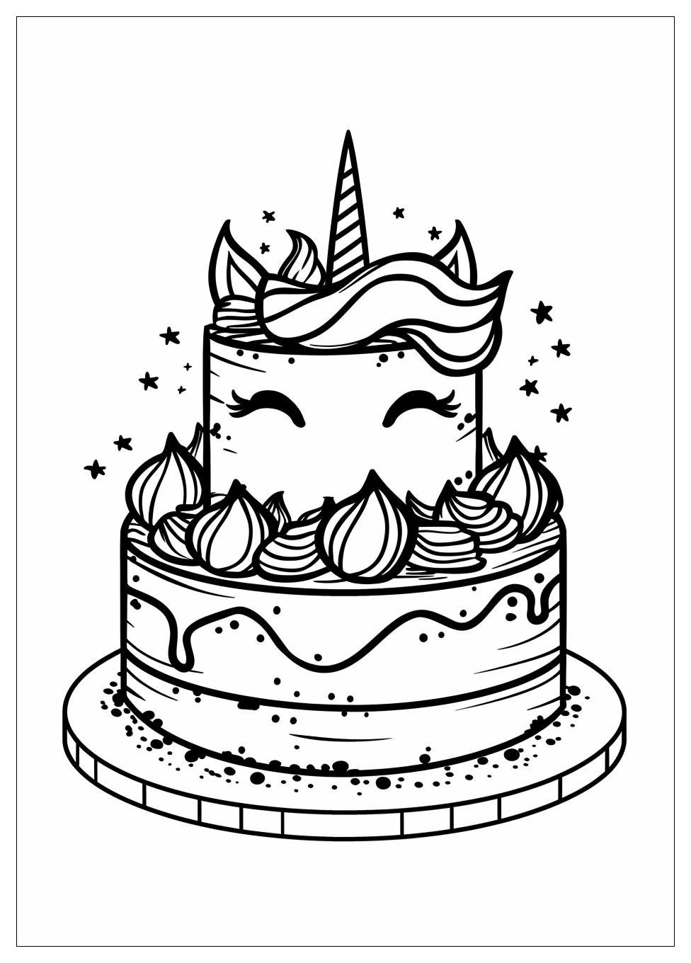 Unicorn Cake Coloring Pages-1