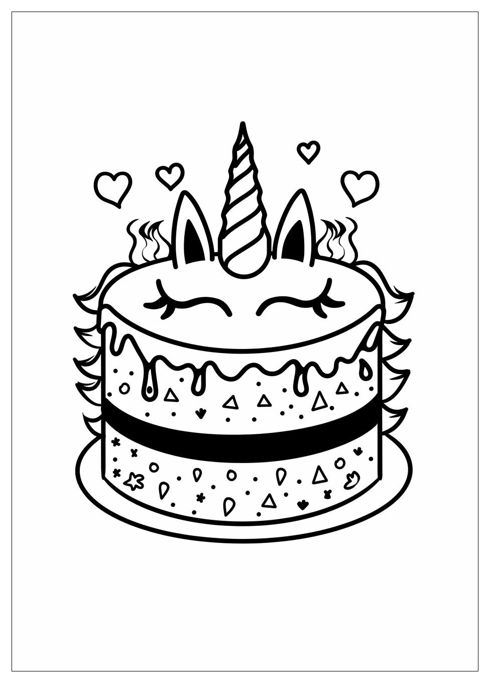 Unicorn Cake Coloring Pages-11