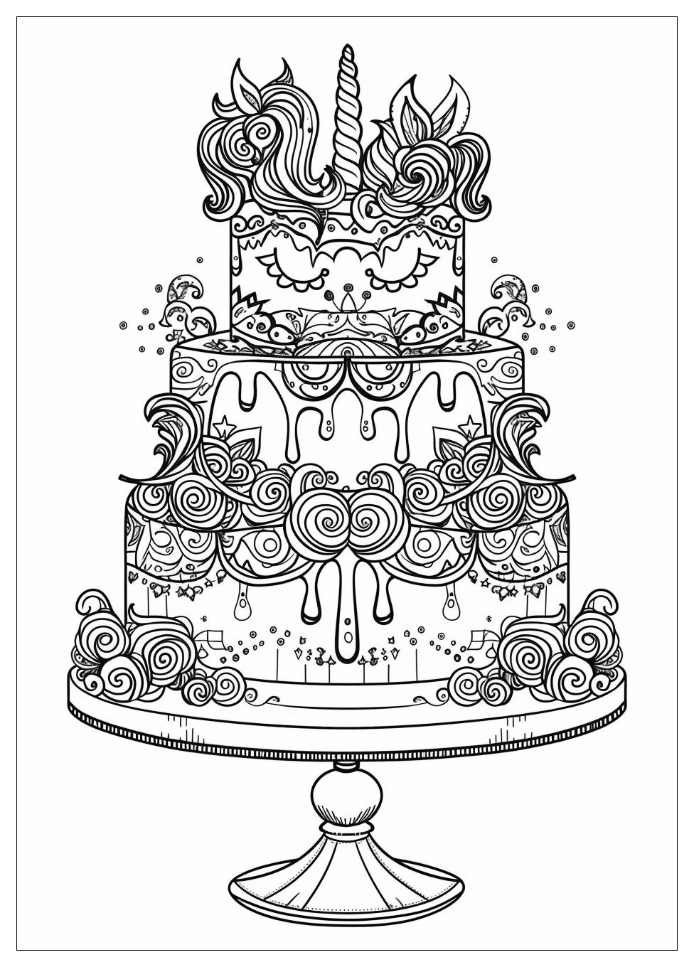 Unicorn Cake Coloring Pages-15
