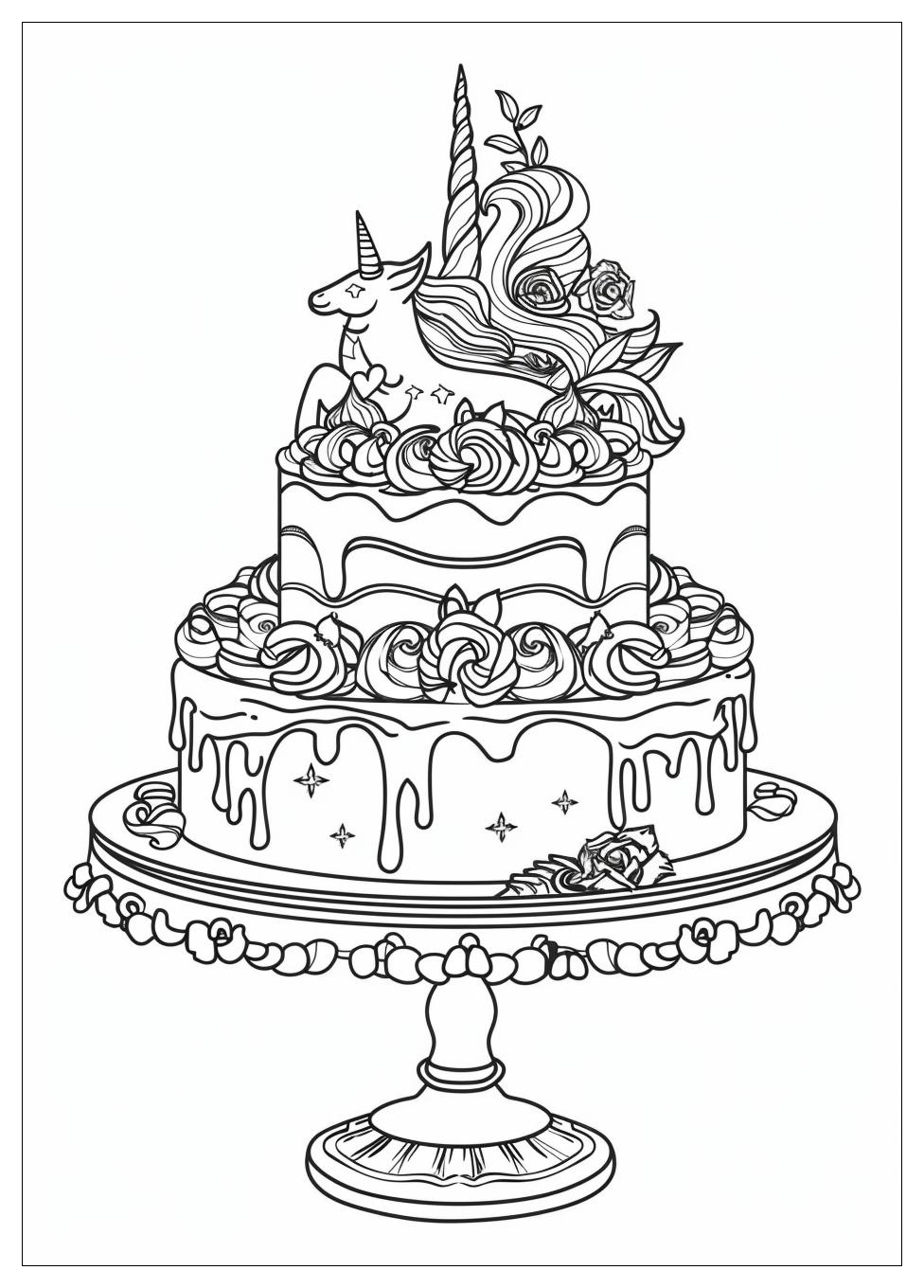 Unicorn Cake Coloring Pages-18