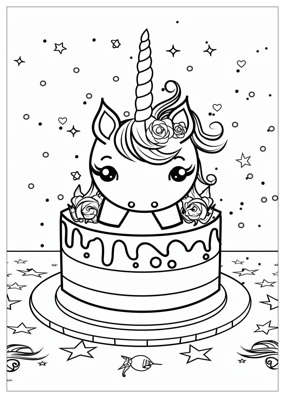 Unicorn Cake Coloring Pages-2
