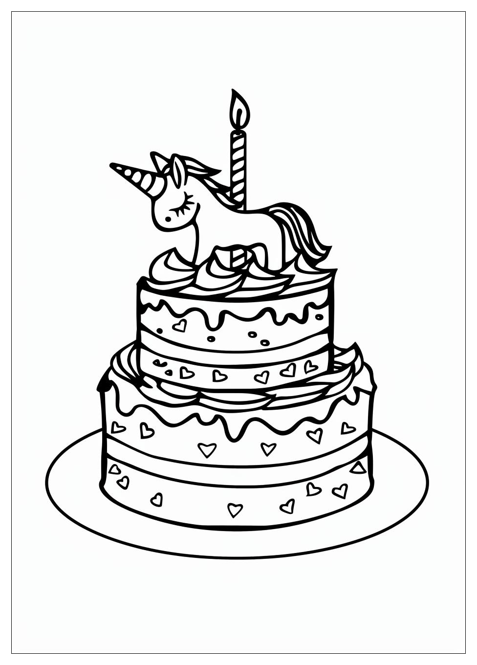 Unicorn Cake Coloring Pages-3