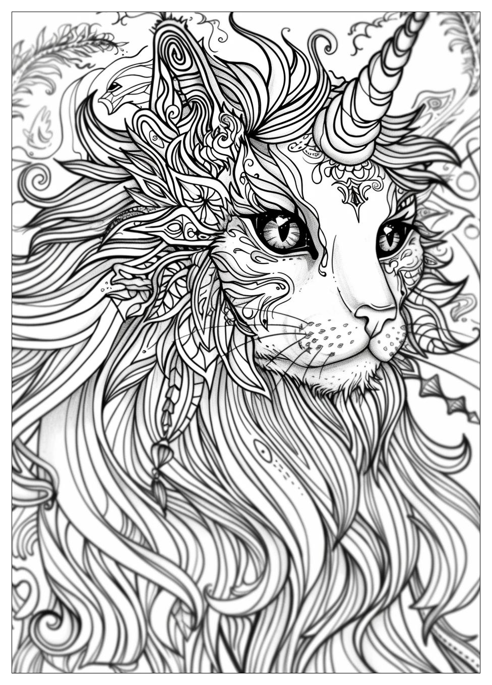Unicorn Cat Coloring Pages-16