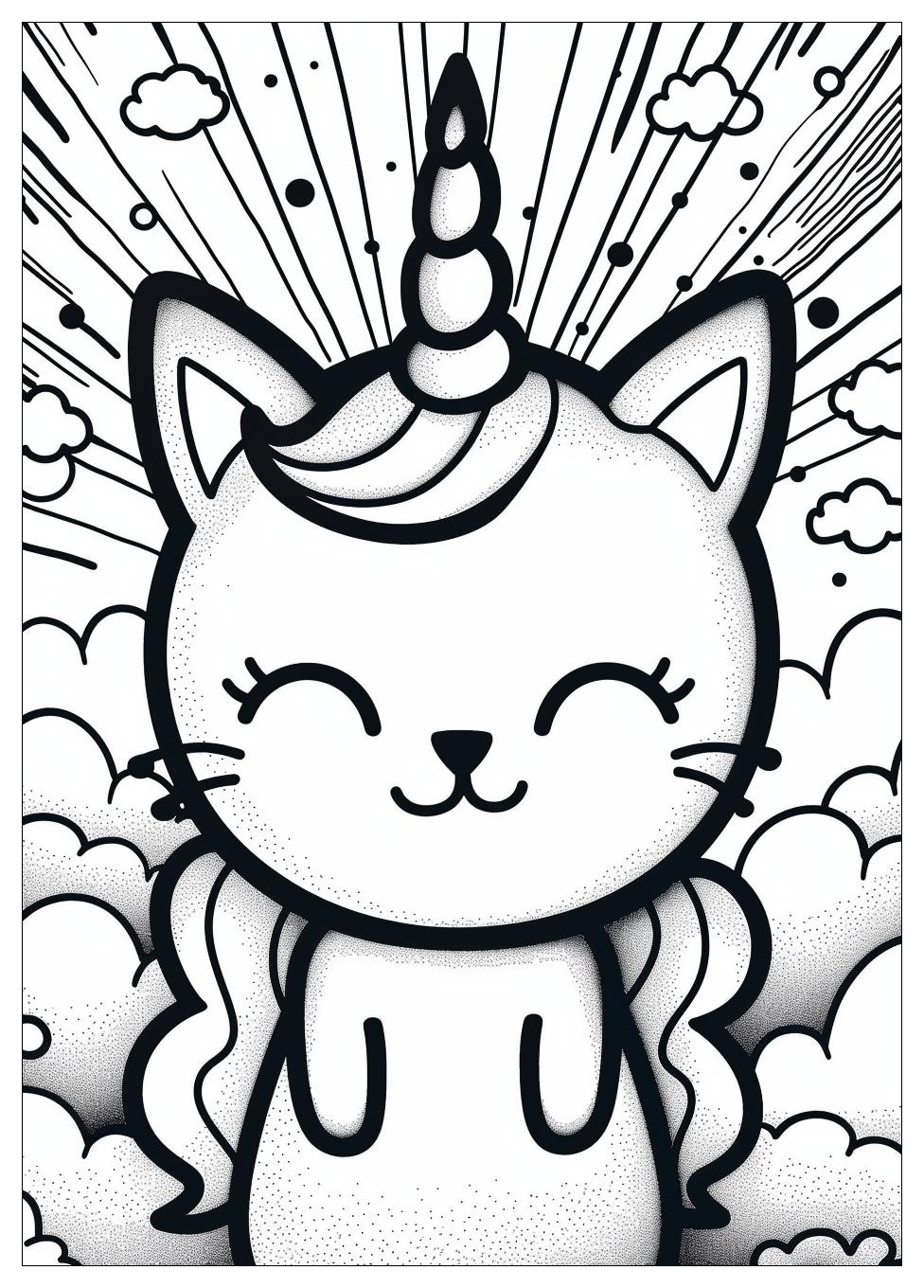 Unicorn Cat Coloring Pages-2
