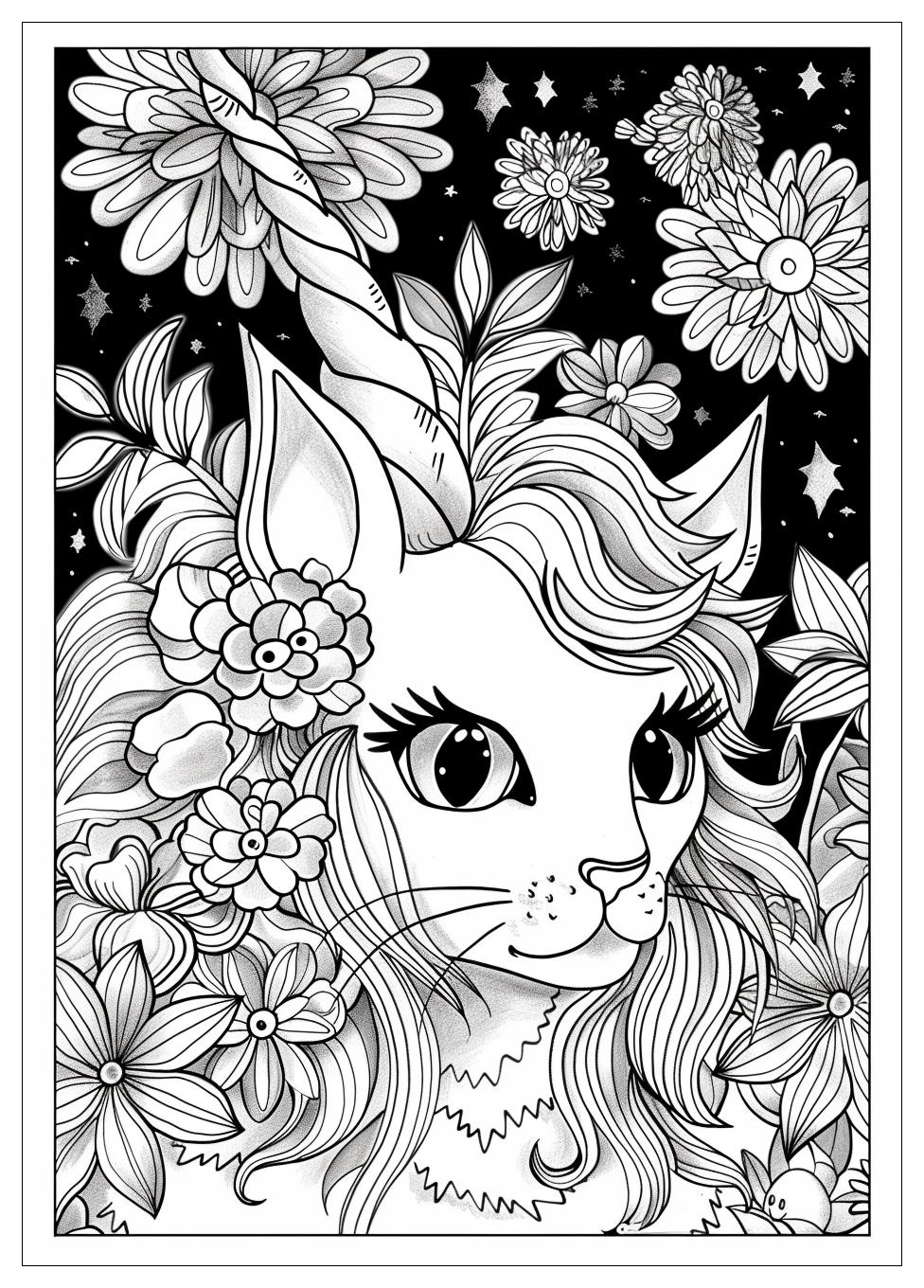 Unicorn Cat Coloring Pages-4