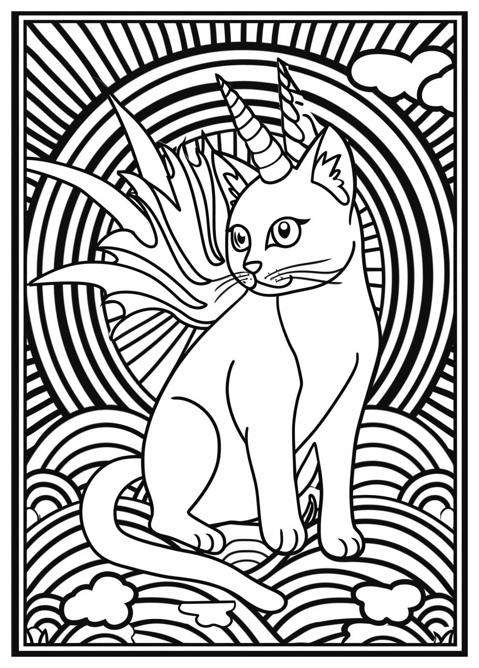 Unicorn Cat Coloring Pages-6