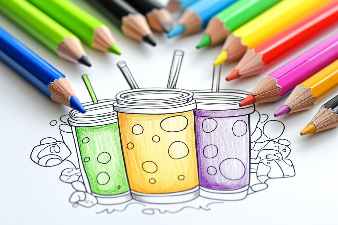 Free Printable PDF Boba Tea Coloring Pages