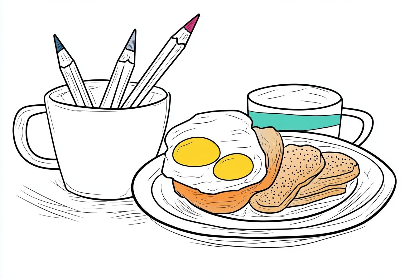 Free Printable PDF Breakfast Coloring Pages