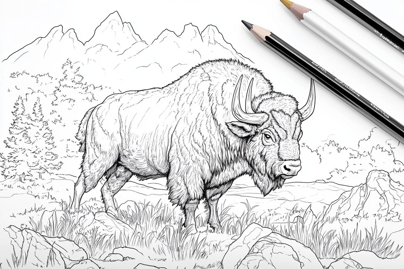 Free Printable PDF Buffalo Coloring Pages