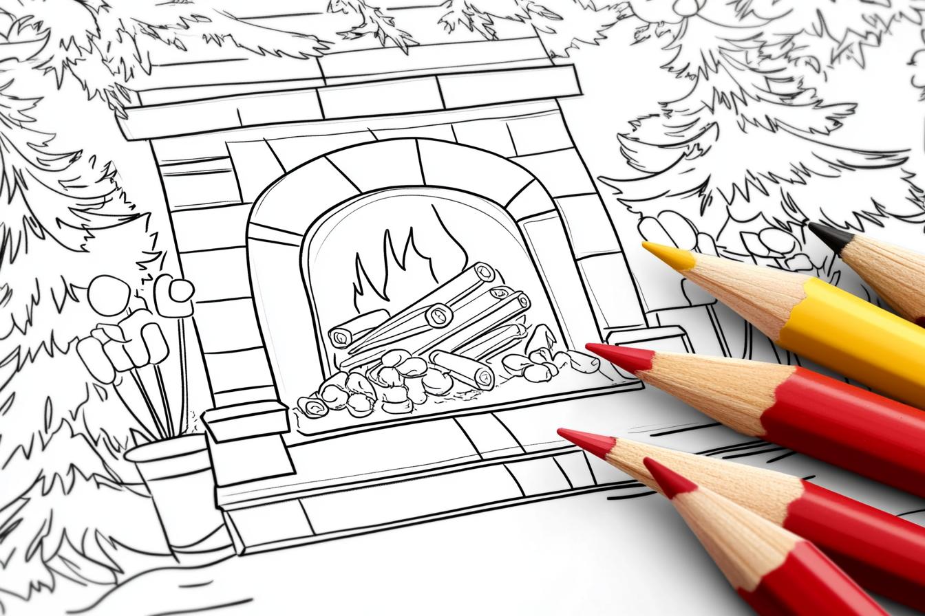 Fireplace Coloring Pages Free Printable PDF Fireplace Coloring Pages
