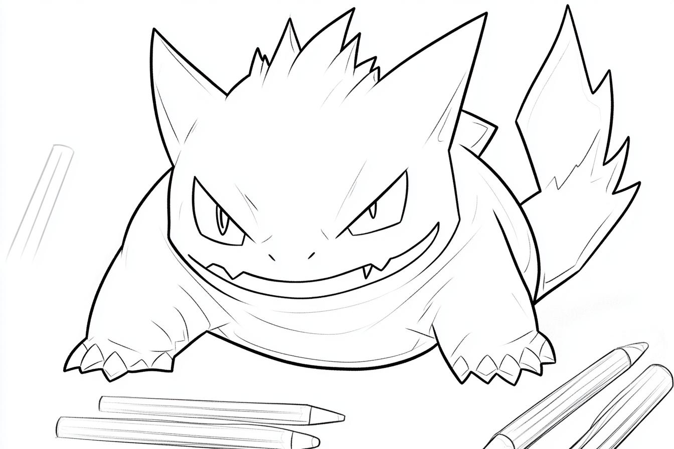 Gengar Coloring Pages Free Printable PDF Gengar Coloring Pages