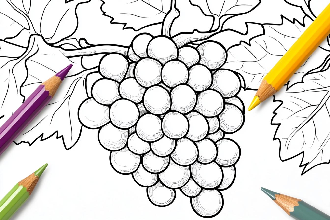 Grapes Coloring Page Free Printable PDF Grapes Coloring Page