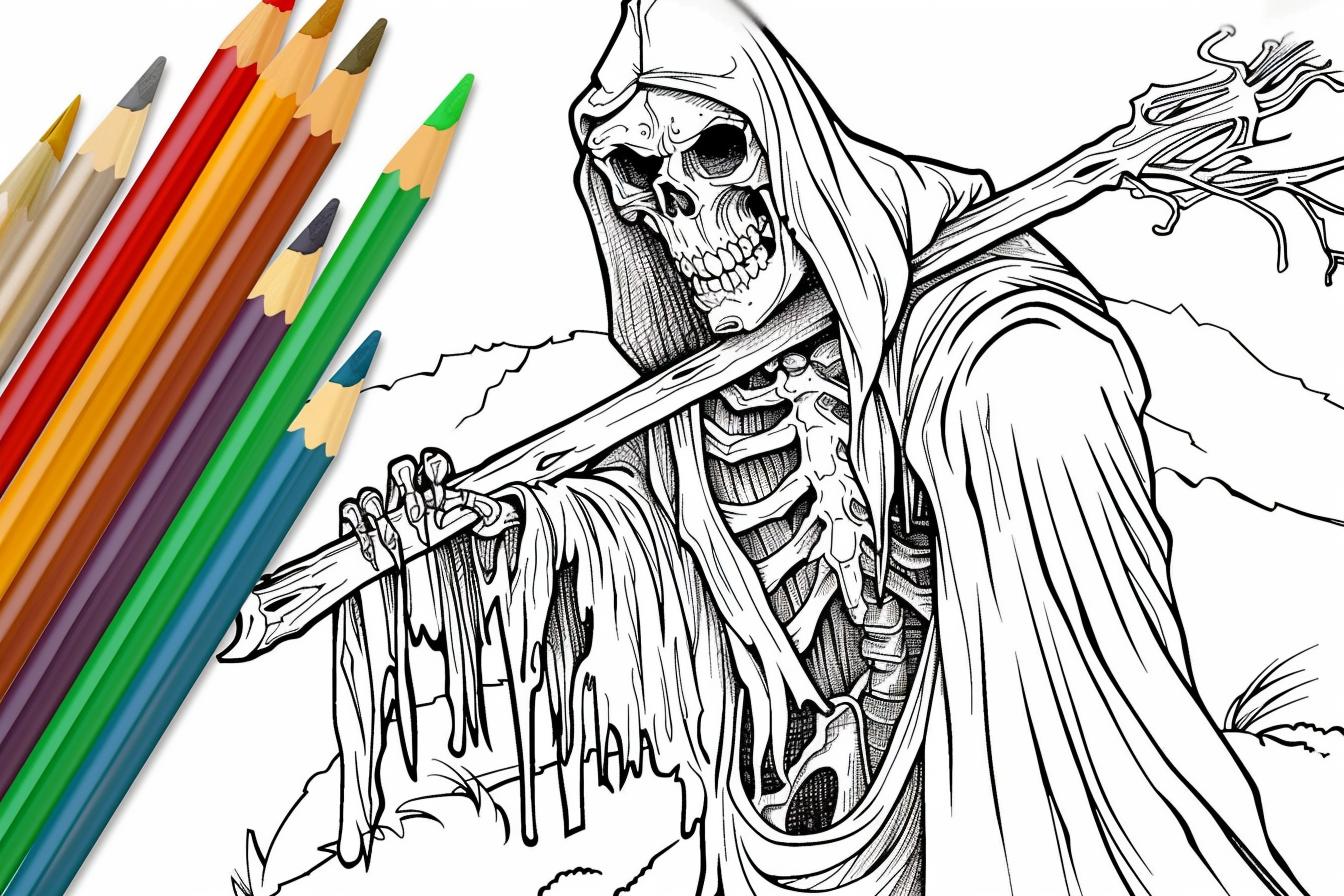 Grim Reaper Coloring Pages Free Printable PDF Grim Reaper Coloring Pages