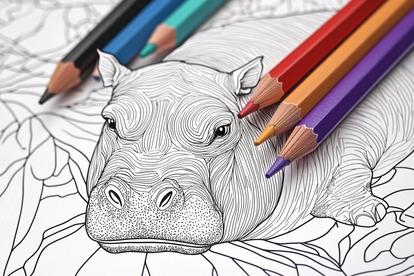 Free Printable PDF Hippo Coloring Pages