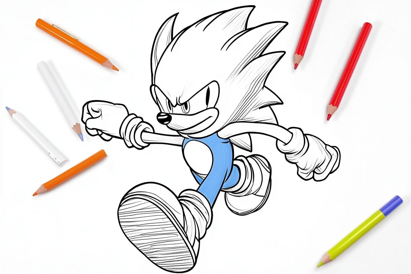 Free Printable PDF Hyper Sonic Coloring Pages