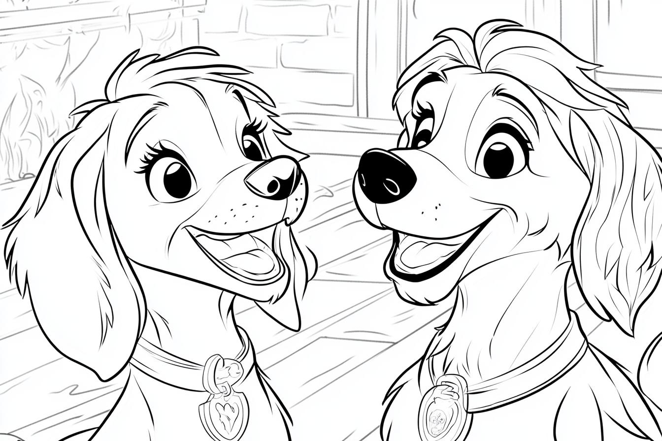 Free Printable PDF Lady And The Tramp Coloring Pages