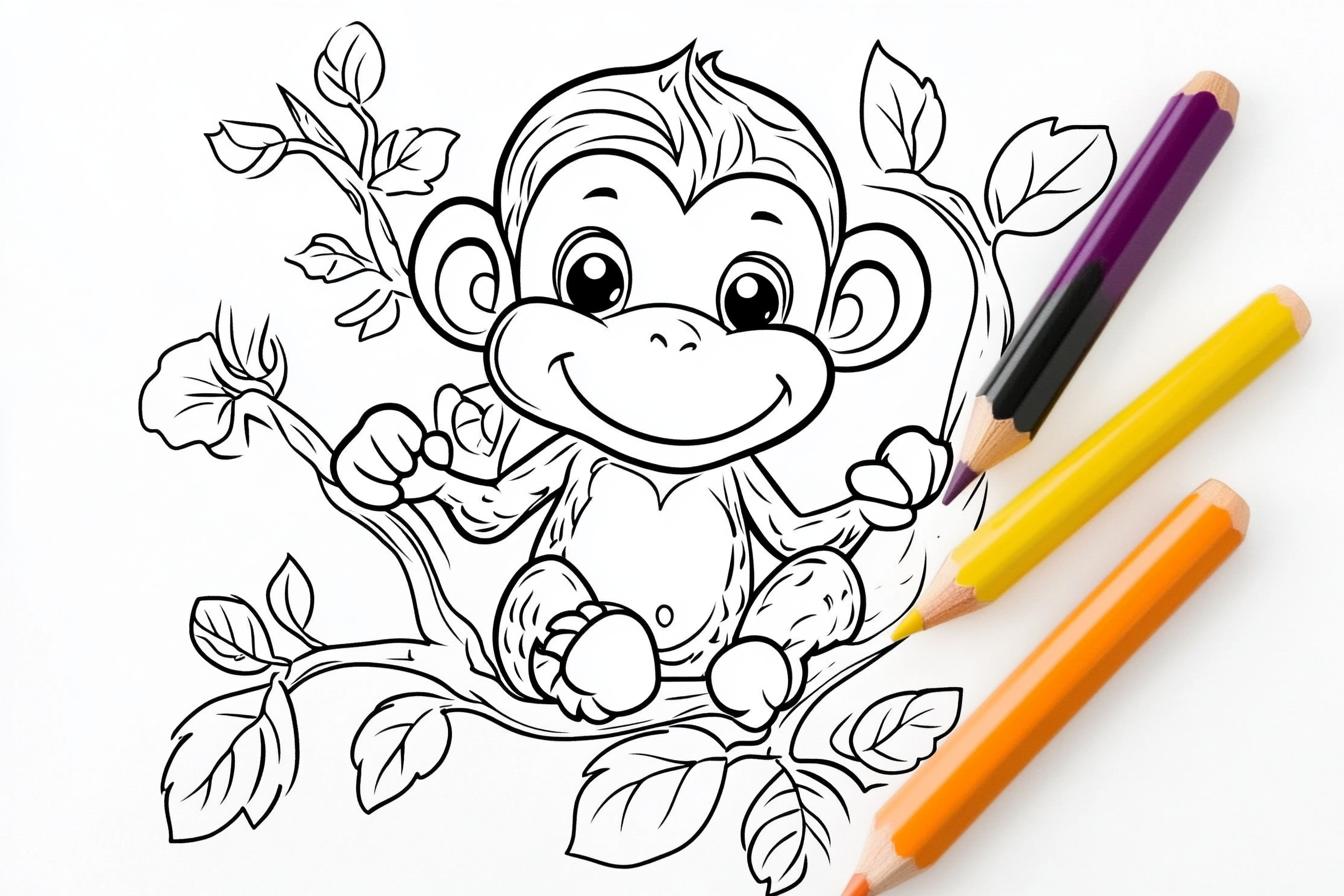 Free Printable PDF Monkey Coloring Pages