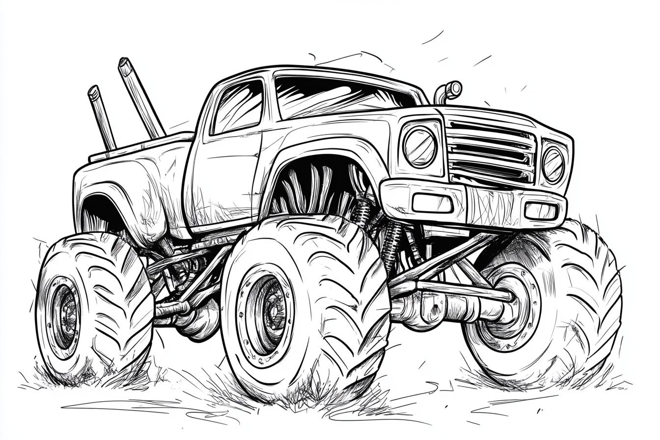 Free Printable PDF Monster Truck Coloring Pages