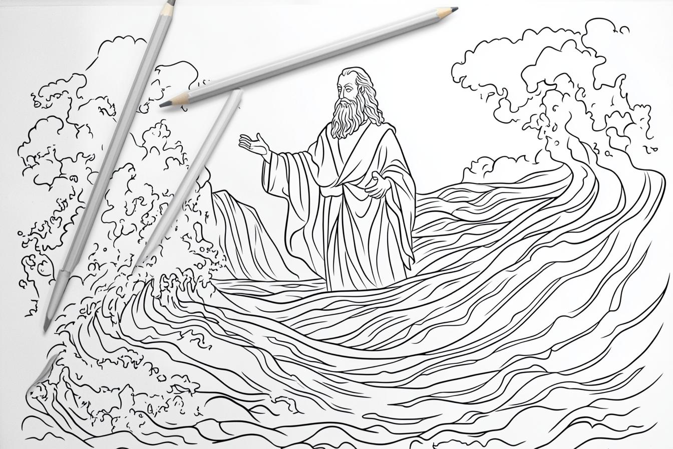 Moses and Red Sea Coloring Pages Free Printable PDF Moses and Red Sea Coloring Pages