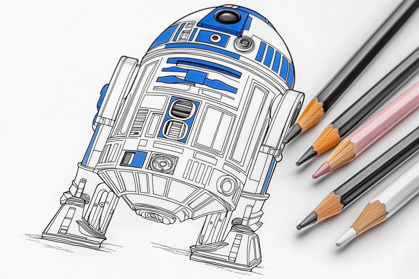 R2 D2 Coloring Pages Free Printable PDF R2 D2 Coloring Pages