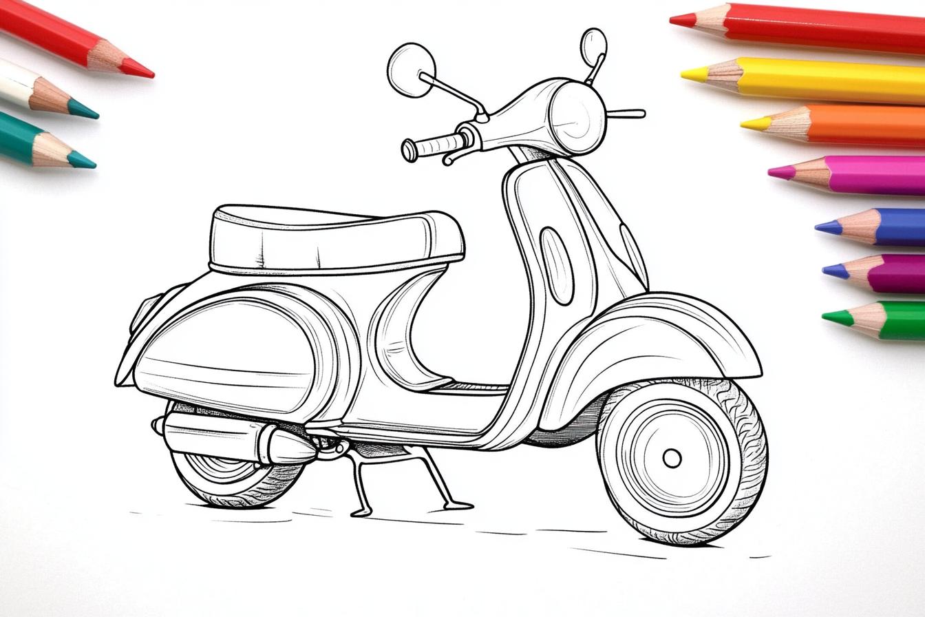 Scooter Coloring Pages Free Printable PDF Scooter Coloring Pages