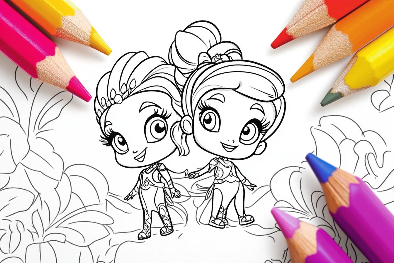 Shimmer And Shine Coloring Pages Free Printable PDF Shimmer And Shine Coloring Pages