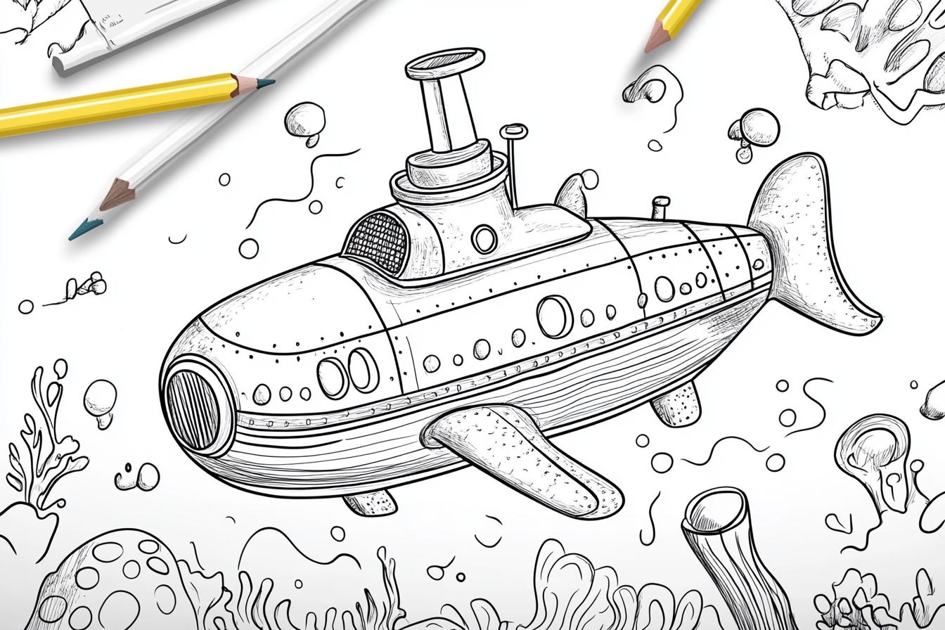 Free Printable PDF Submarine Coloring Pages