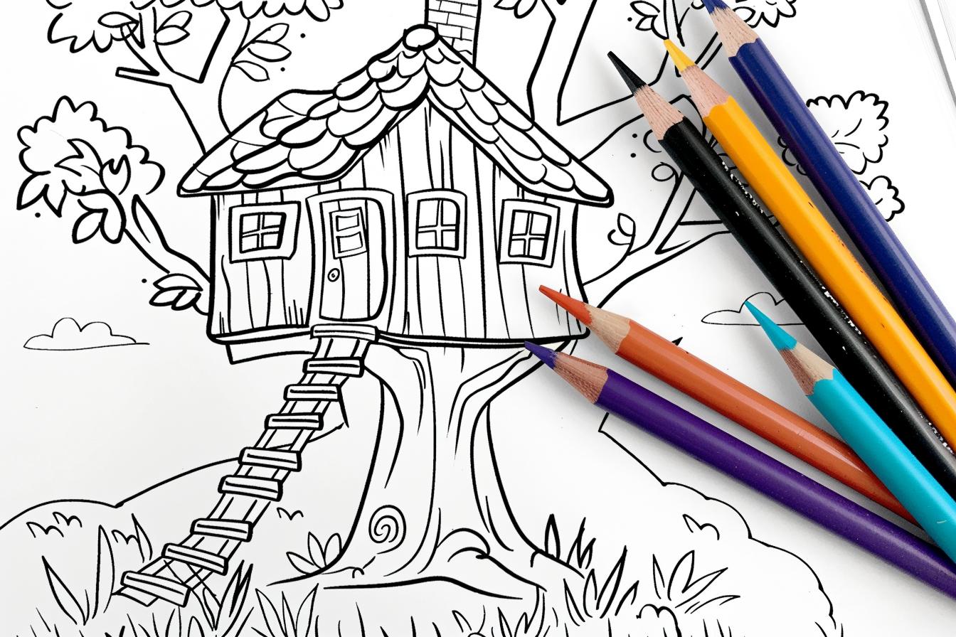 Tree House Coloring Pages Free Printable PDF Tree House Coloring Pages