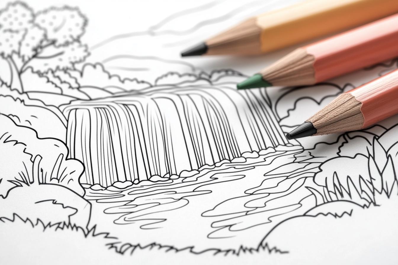 Free Printable PDF Waterfall Coloring Pages