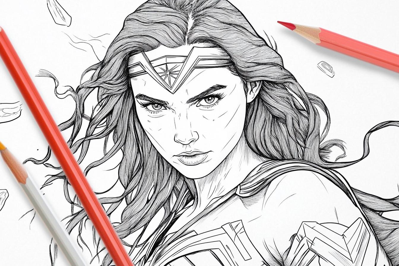Free Printable PDF Wonder Woman Coloring Pages